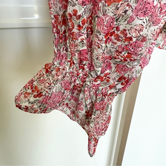 LUCY PARIS Women's Floral Long Sleeve Smocked Blouse Size M Multicolor Spring - Picture 5 of 12